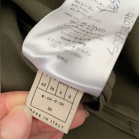 Emilio Pucci khaki dress with lamskin leather trim NWOT - Picture 5 of 5